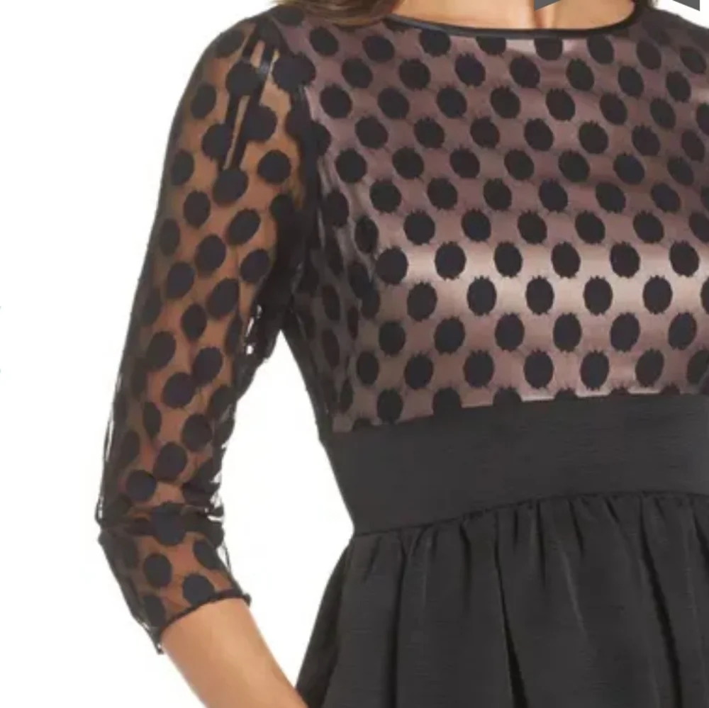 Eiza J Dot Mesh Fit and Flare Dress with pockets - Picture 5 of 15